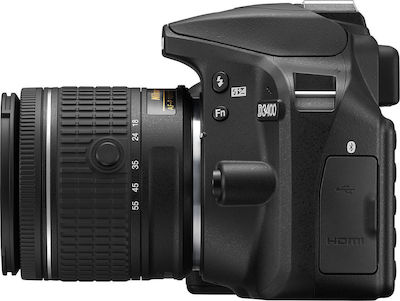 Nikon DSLR Φωτογραφική Μηχανή D3400 Crop Frame Kit (EF-S 18-135mm F3.5-5.6 IS USM + W-E1 Wi-Fi Adapter)Kit (AF-P DX 18-55mm F3.5-5.6G VR + AF-P DX 70-300mm F4.5-6.3G ED VR)Kit (HD DA 18-50mm F4-5.6 DC WR RE + DA 50-200mm F4-5.6 ED WR) Black
