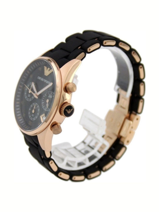 Emporio Armani Ceas Barbatesc 43mm Cronograf Cu Baterie Cu Curea Din Cauciuc Neagră