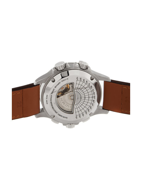 Hamilton Watch Chronograph Automatic with Brown Leather Strap