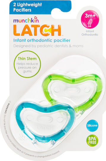 Munchkin Latch Orthodontic Pacifiers Silicone Blue - Green for 3+ months 2pcs