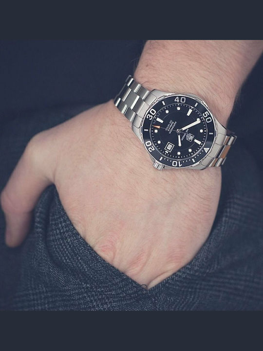 TAG Heuer Aquaracer Ανδρικό Ρολόι Αυτόματο με Ασημί Μεταλλικό Μπρασελέ