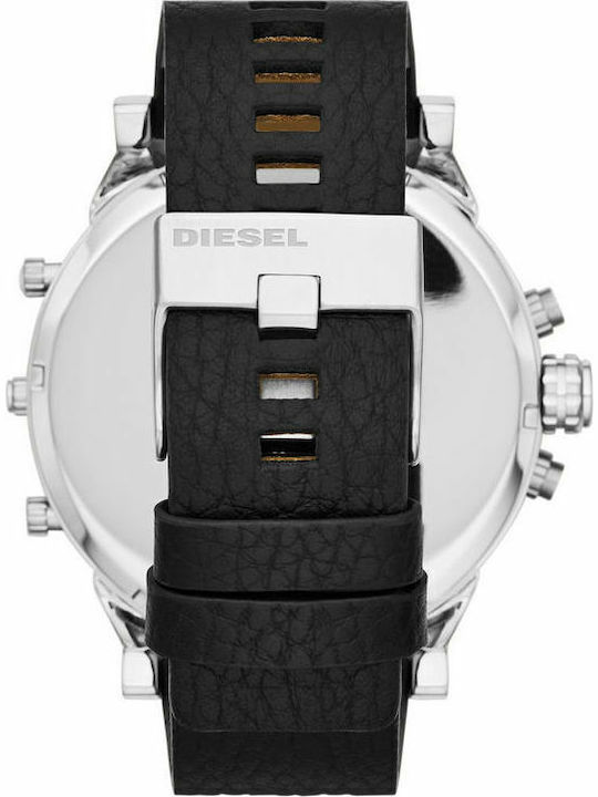 Diesel Ανδρικό Ρολόι 57mm Χρονογράφος Μπαταρίας με Μαύρο Δερμάτινο Λουράκι