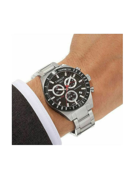 Tissot Ανδρικό Ρολόι 42mm Χρονογράφος Μπαταρίας με Ασημί Μεταλλικό Μπρασελέ