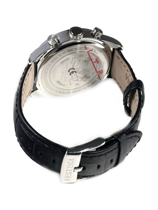 Festina Men's Watch 44mm Chronograph Battery with Black Leather Strap