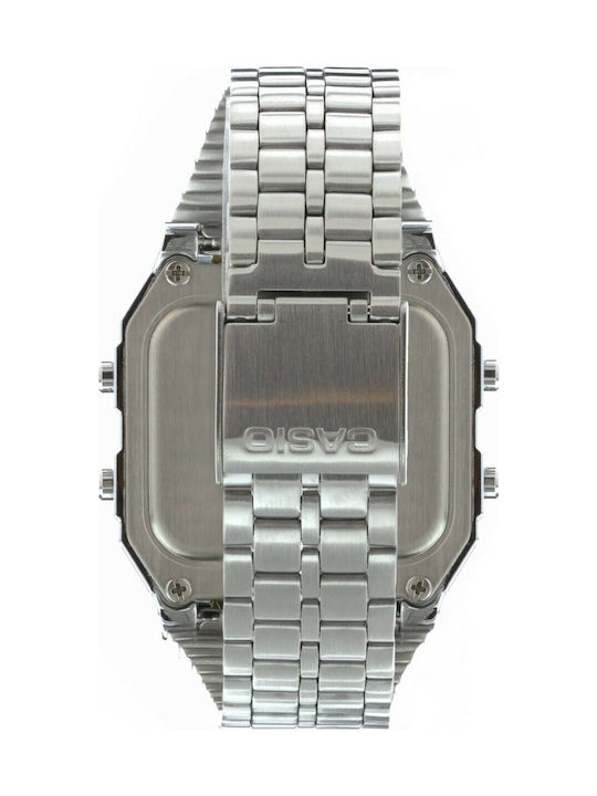 Casio Digital Battery Watch with Metal Bracelet Silver