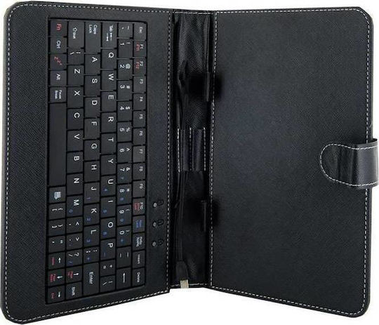 4world Husă Protectoare Cu Tastatură Pentru Tabletă 7-10 Flip Cover Engleză SUA Neagră