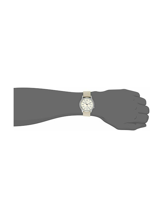 Seiko 5 Automatic Ανδρικό Ρολόι 37mm Αυτόματο με Μπεζ Υφασμάτινο Λουράκι
