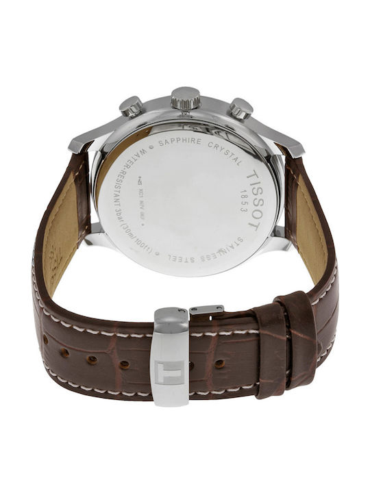 Tissot Tradition Ανδρικό Ρολόι 42mm Χρονογράφος Μπαταρίας με Καφέ Δερμάτινο Λουράκι