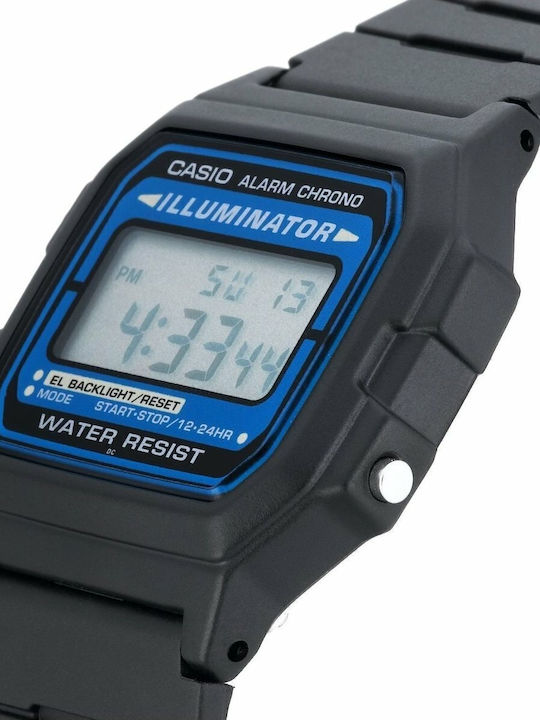Casio Ψηφιακό Ανδρικό Ρολόι 39mm Μπαταρίας με Μαύρο Καουτσούκ Λουράκι