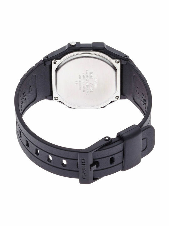 Casio Ψηφιακό Ανδρικό Ρολόι 39mm Μπαταρίας με Μαύρο Καουτσούκ Λουράκι