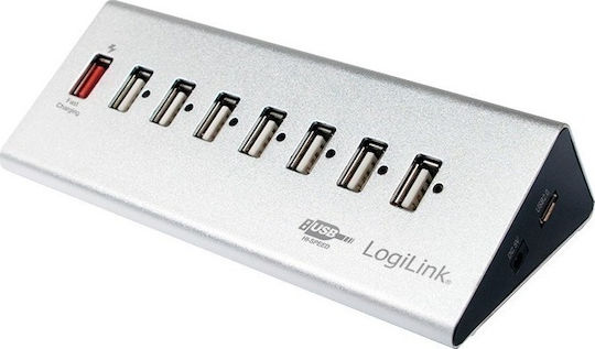 LogiLink USB-Hub 7 Anschlüsse USB 2.0 mit USB-A Anschluss Grau