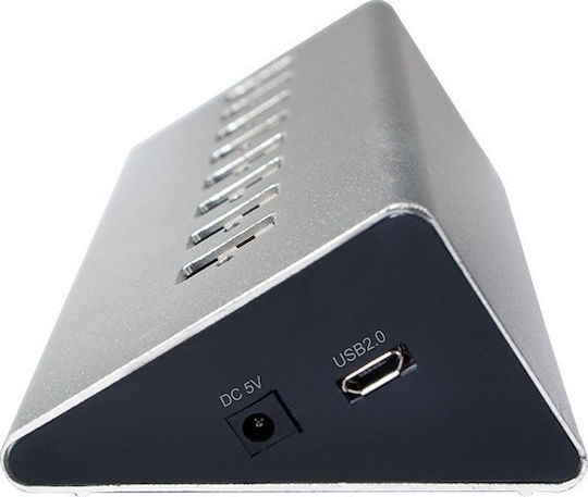 LogiLink USB-Hub 7 Anschlüsse USB 2.0 mit USB-A Anschluss Grau
