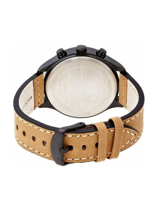 Timex Ceas Cronograf Baterie cu Maro Curea de piele