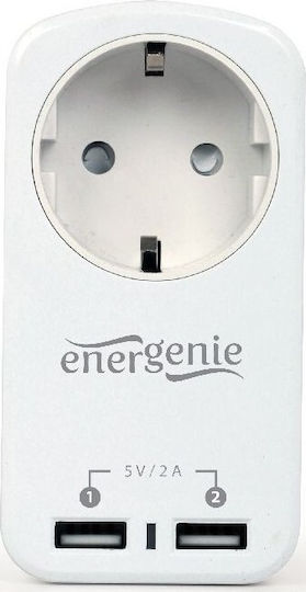 Energenie Single Socket with Surge Protection with 2 USB-A
