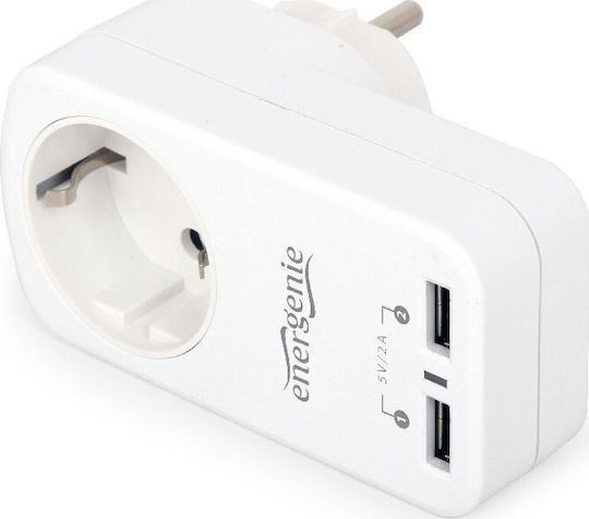 Energenie Single Socket with Surge Protection with 2 USB-A