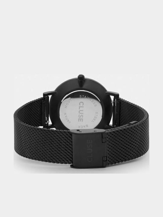Cluse Minuit Mesh Γυναικείο Ρολόι 38mm Μπαταρίας με Μαύρο Μεταλλικό Μπρασελέ