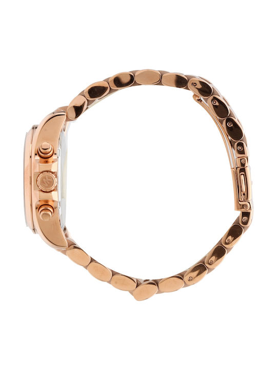 Michael Kors Bradshaw Γυναικείο Ρολόι 36mm Χρονογράφος Μπαταρίας με Ροζ Χρυσό Μεταλλικό Μπρασελέ