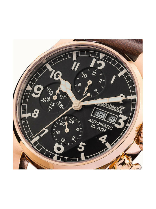 Ingersoll Armstrong Automatic Uhr Chronograph Automatisch mit Braun Lederarmband