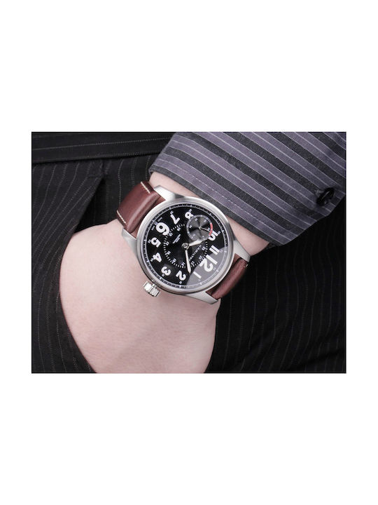 Hamilton Ανδρικό Ρολόι 44mm Αυτόματο με Καφέ Δερμάτινο Λουράκι