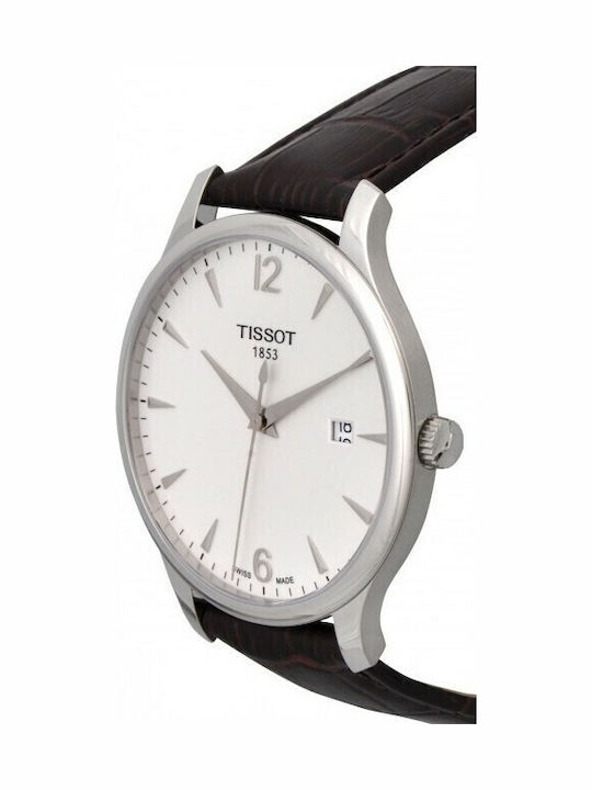 Tissot Tradition Мъжки Часовник 42мм На батерия с Кафяв Кожена Каишка