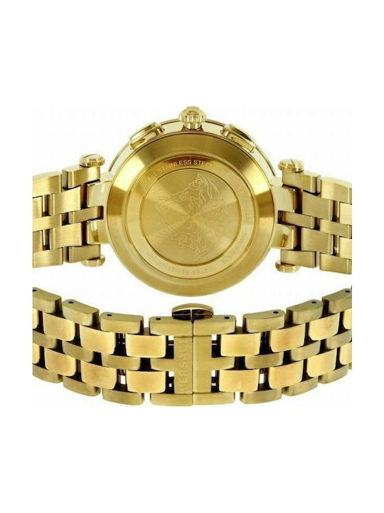 Versace V-Race Uhr Batterie mit Gold Metallarmband