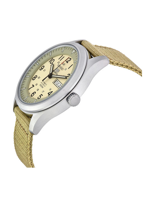 Seiko Automatic Watch with Fabric Strap Beige