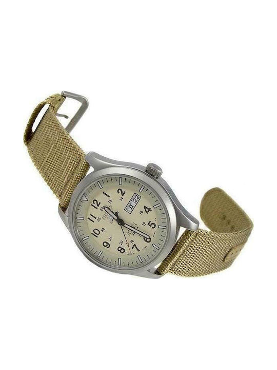 Seiko Automatic Watch with Fabric Strap Beige
