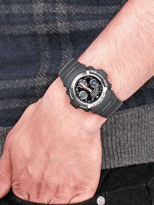 Casio G-Shock Αναλογικό/Ψηφιακό Ανδρικό Ρολόι 46.4mm Μπαταρίας με Μαύρο Καουτσούκ Λουράκι