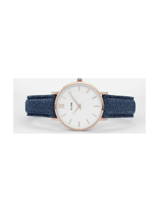 Cluse Minuit Watch with Blue Fabric Strap CL30029