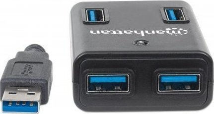 Manhattan IUSB3-HUB4-BK USB 3.0 Hub with 4 Ports with USB-A Connection
