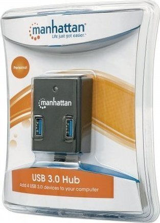Manhattan IUSB3-HUB4-BK USB 3.0 Hub with 4 Ports with USB-A Connection