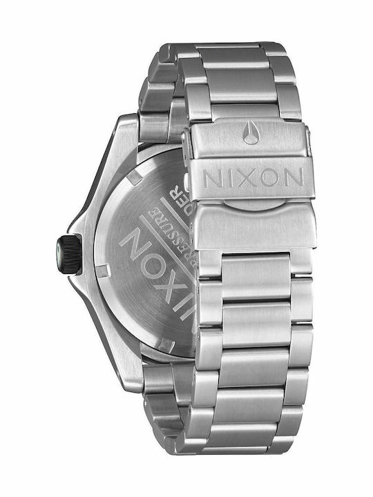 Nixon Ανδρικό Ρολόι 45mm Μπαταρίας με Ασημί Μεταλλικό Μπρασελέ