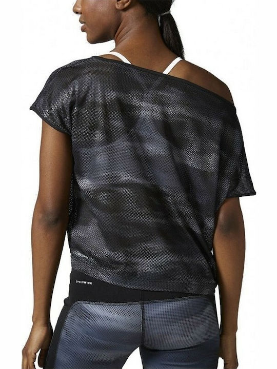Workout Ready Camo Mesh Tee Women's T-shirt with Sheer Black