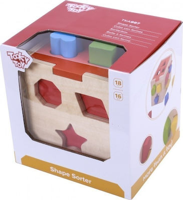 Tooky Toys Shape Sorting Toy Κύβος-Σφηνώματα made of Wood for 18++ Months