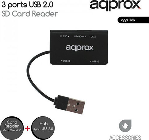 Approx HT8B USB-Hub Mit 3 USB 2.0 Anschlüssen Mit USB-A Anschluss