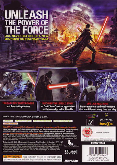 Star Wars Force Unleashed XBOX 360 Игра (Употребявано)