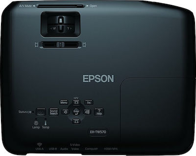 Epson EH-TW570 Projector Τεχνολογίας Προβολής 3LCD με Φυσική Ανάλυση 1280 x 800 και Φωτεινότητα 3000 Ansi Lumens Μαύρος