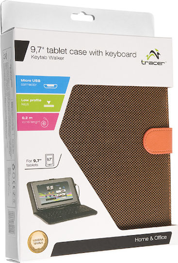 Tracer 9.7" Flip Cover με Πληκτρολόγιο στα Αγγλικά US Πορτοκαλί (Universal 9.7")