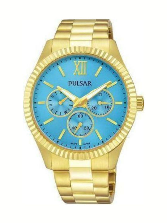 Pulsar Γυναικείο Ρολόι 40mm Μπαταρίας με Χρυσό Μεταλλικό Μπρασελέ