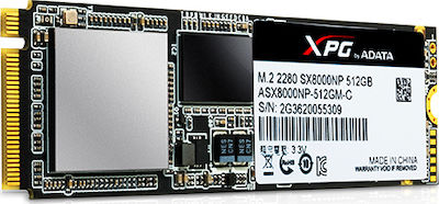 Adata SX8000 SSD 512GB τύπου M.2 με σύνδεση PCI Express 3.0 ASX8000NP-512GM-C