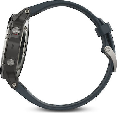 Garmin Fenix 5 47mm Smartwatch mit Pulsmesser (Silver with Granite Blue Band)