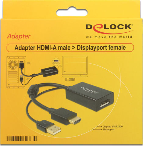 DeLock Μετατροπέας HDMI / USB-A male σε DisplayPort female 1τμχ 62667