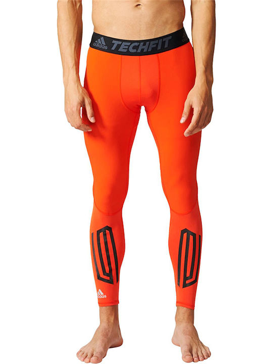 adidas Techfit Tough Long Tights Ανδρικό Αθλητικό Κολάν Compression Μακρύ Πορτοκαλί