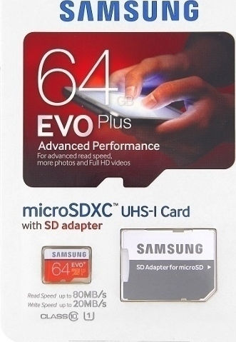 Samsung EVO+ microSDXC 64GB U1 UHS-I 80MB/s με αντάπτορα