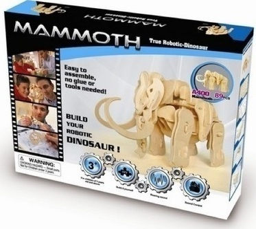 Robotime Wooden Construction Toy Sound-Control Mammoth for 3+ years