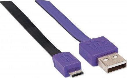Manhattan Flat USB 2.0 to micro USB Cable Μωβ 1m (391368)