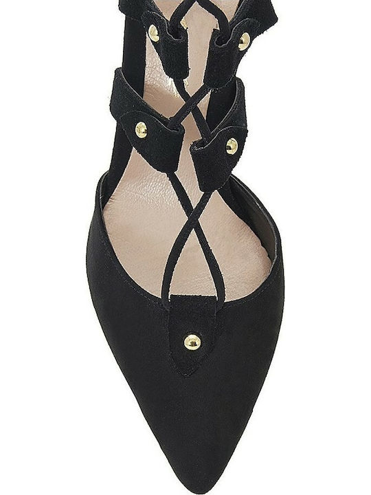 Sante Suede Pointed Toe Stiletto Black High Heels