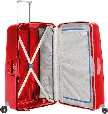 Samsonite S'Cure Spinner 69cm Crimson Red Medium Travel Suitcase Hard Red with 4 Wheels Height 69cm