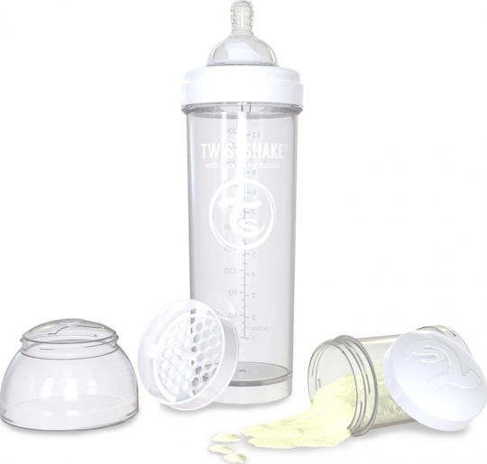 Twistshake Plastic Baby Bottle Diamond Anti-colic with Silicone Teat for 4+ Months Pastel White 330ml