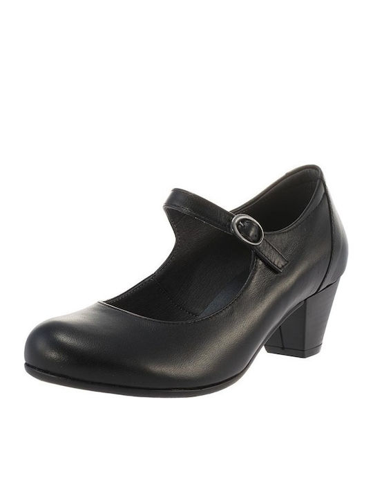 Anatomic Black Medium Heels with Strap